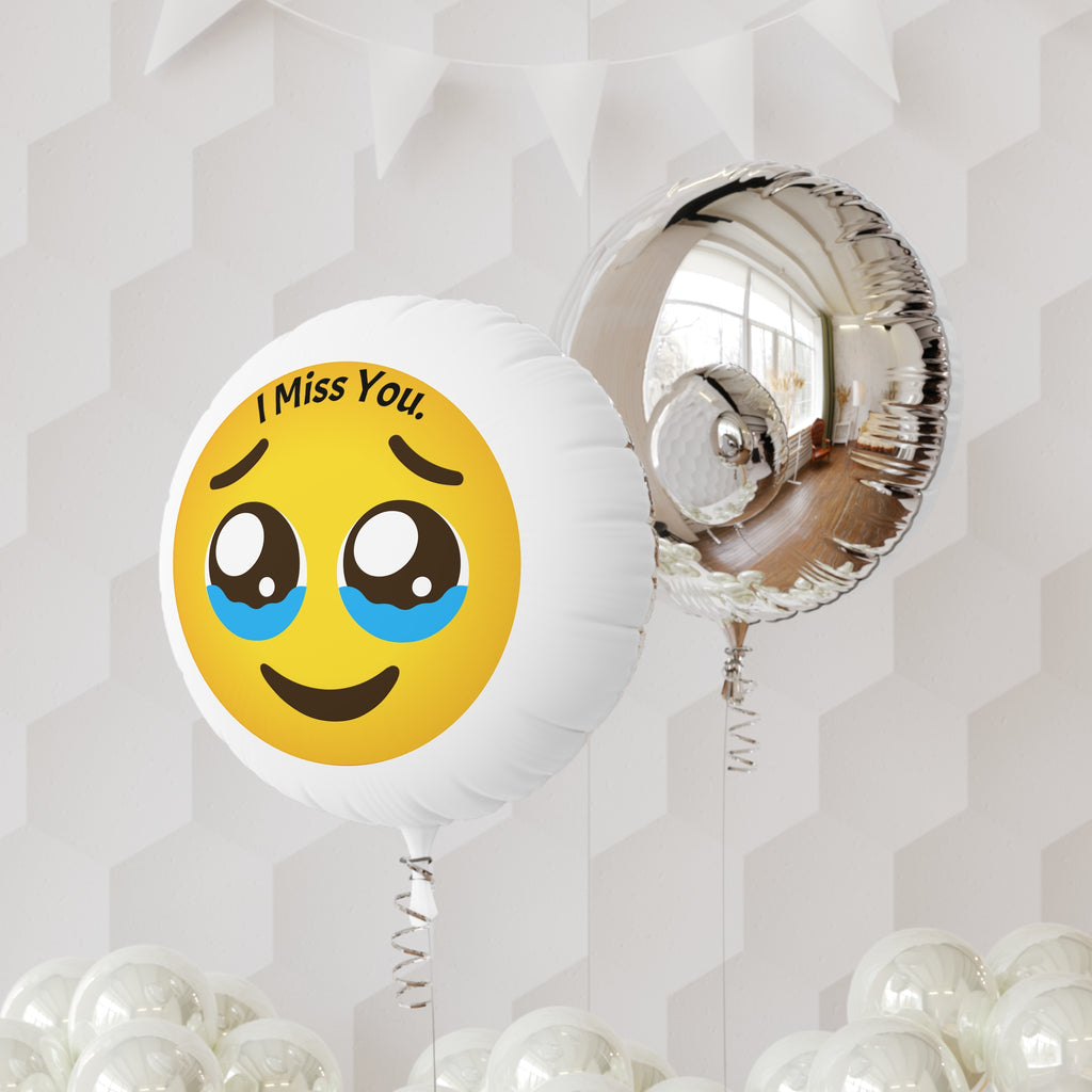 Miss You Emoji Mylar Balloon — Sad Face Helium Balloon for Long Distance, Farewell & Thinking of You