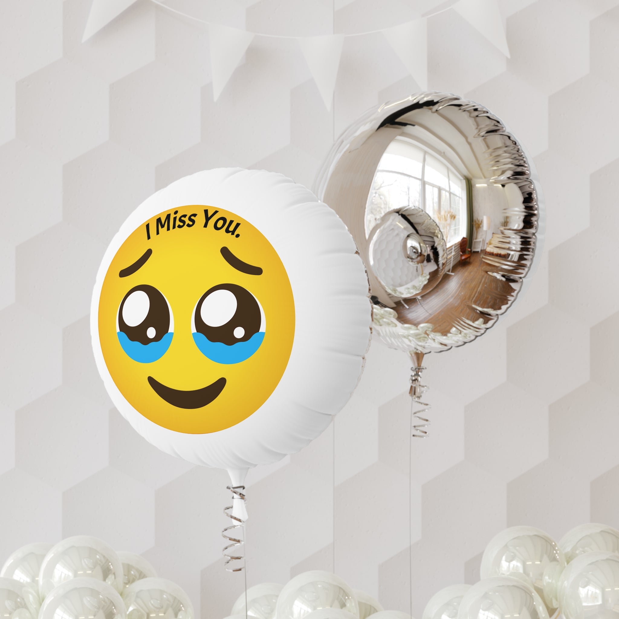 Miss You Emoji Mylar Balloon — Sad Face Helium Balloon for Long Distance, Farewell & Thinking of You