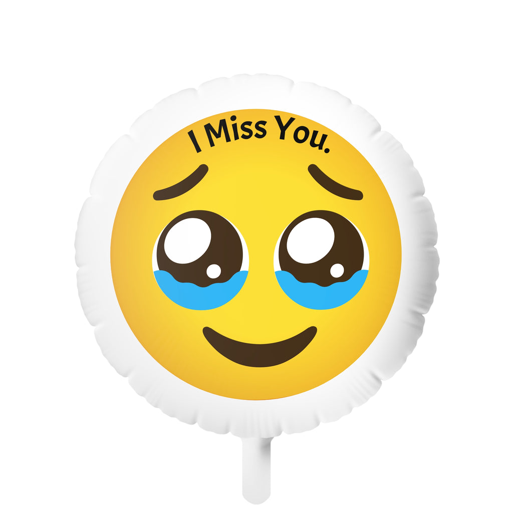 Miss You Emoji Mylar Balloon — Sad Face Helium Balloon for Long Distance, Farewell & Thinking of You