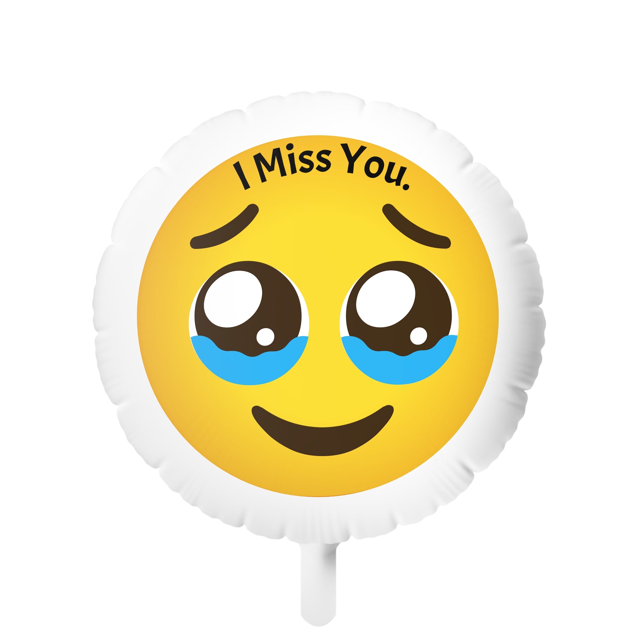 Miss You Emoji Mylar Balloon — Sad Face Helium Balloon for Long Distance, Farewell & Thinking of You