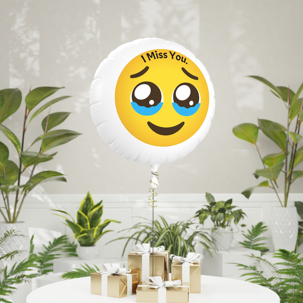 Miss You Emoji Mylar Balloon — Sad Face Helium Balloon for Long Distance, Farewell & Thinking of You
